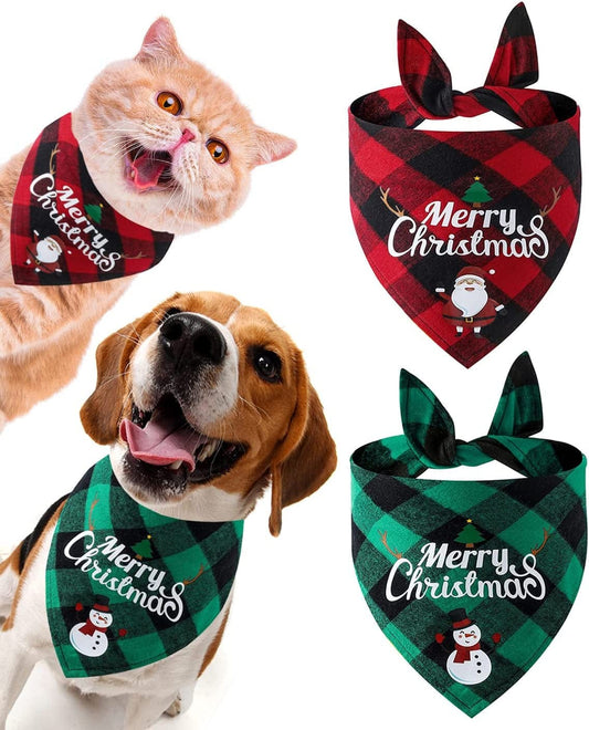  Malier 2 Pack Dog Bandana Christmas Classic Buffalo