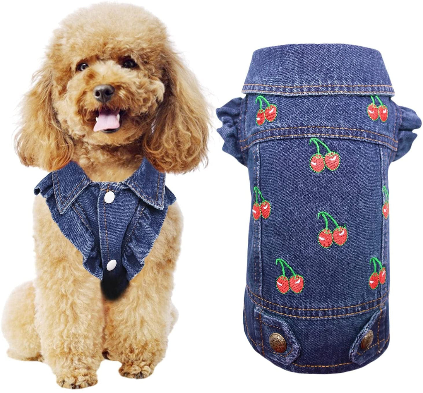 CKCY Pet Clothes Dog Jacket Vest Puppy Jeans Jacket Denim Jumpsuit Lapel Vests Hooded Hoodie for Small Medium Dogs Classic Blue One Piece Jacket Pet Cat Costume Apparel(Strawberry, X-Small) Animals & Pet Supplies > Pet Supplies > Dog Supplies > Dog Apparel CKCY Cherry XXL 