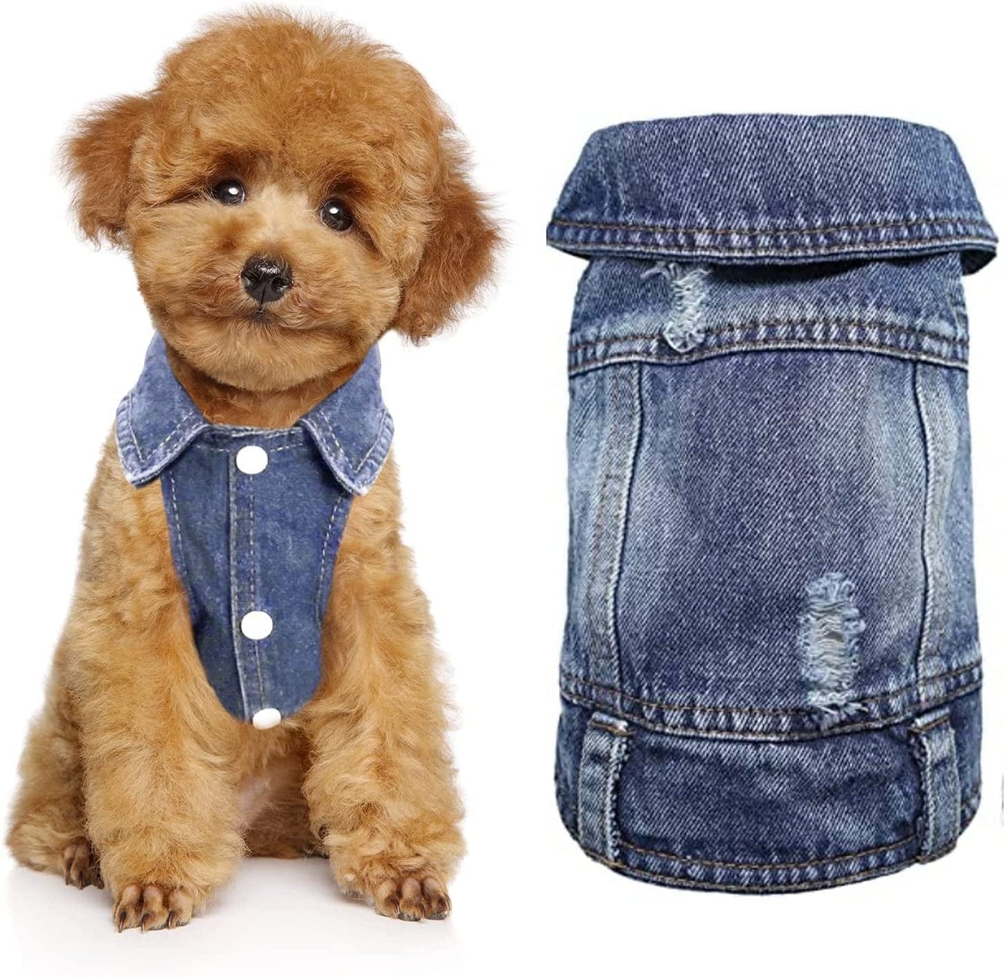 CKCY Pet Clothes Dog Jacket Vest Puppy Jeans Jacket Denim Jumpsuit Lapel Vests Hooded Hoodie for Small Medium Dogs Classic Blue One Piece Jacket Pet Cat Costume Apparel(Strawberry, X-Small) Animals & Pet Supplies > Pet Supplies > Dog Supplies > Dog Apparel CKCY Ripped XL 