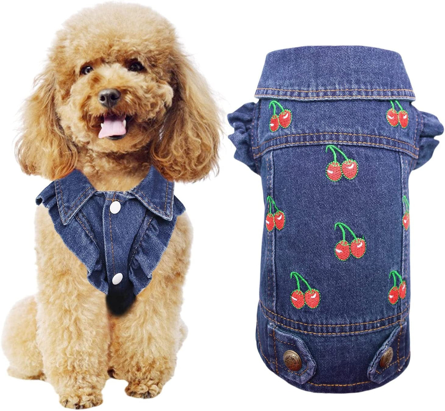 CKCY Pet Clothes Dog Jacket Vest Puppy Jeans Jacket Denim Jumpsuit Lapel Vests Hooded Hoodie for Small Medium Dogs Classic Blue One Piece Jacket Pet Cat Costume Apparel(Strawberry, X-Small) Animals & Pet Supplies > Pet Supplies > Dog Supplies > Dog Apparel CKCY Cherry XL 