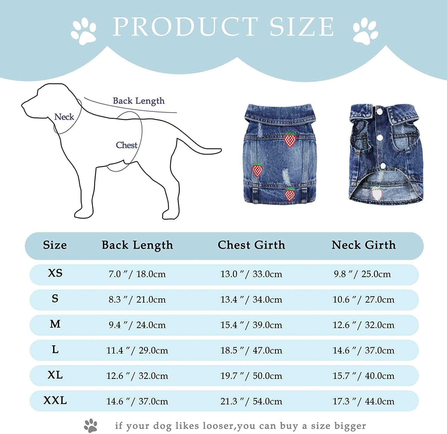 CKCY Pet Clothes Dog Jacket Vest Puppy Jeans Jacket Denim Jumpsuit Lapel Vests Hooded Hoodie for Small Medium Dogs Classic Blue One Piece Jacket Pet Cat Costume Apparel(Strawberry, X-Small) Animals & Pet Supplies > Pet Supplies > Dog Supplies > Dog Apparel CKCY   