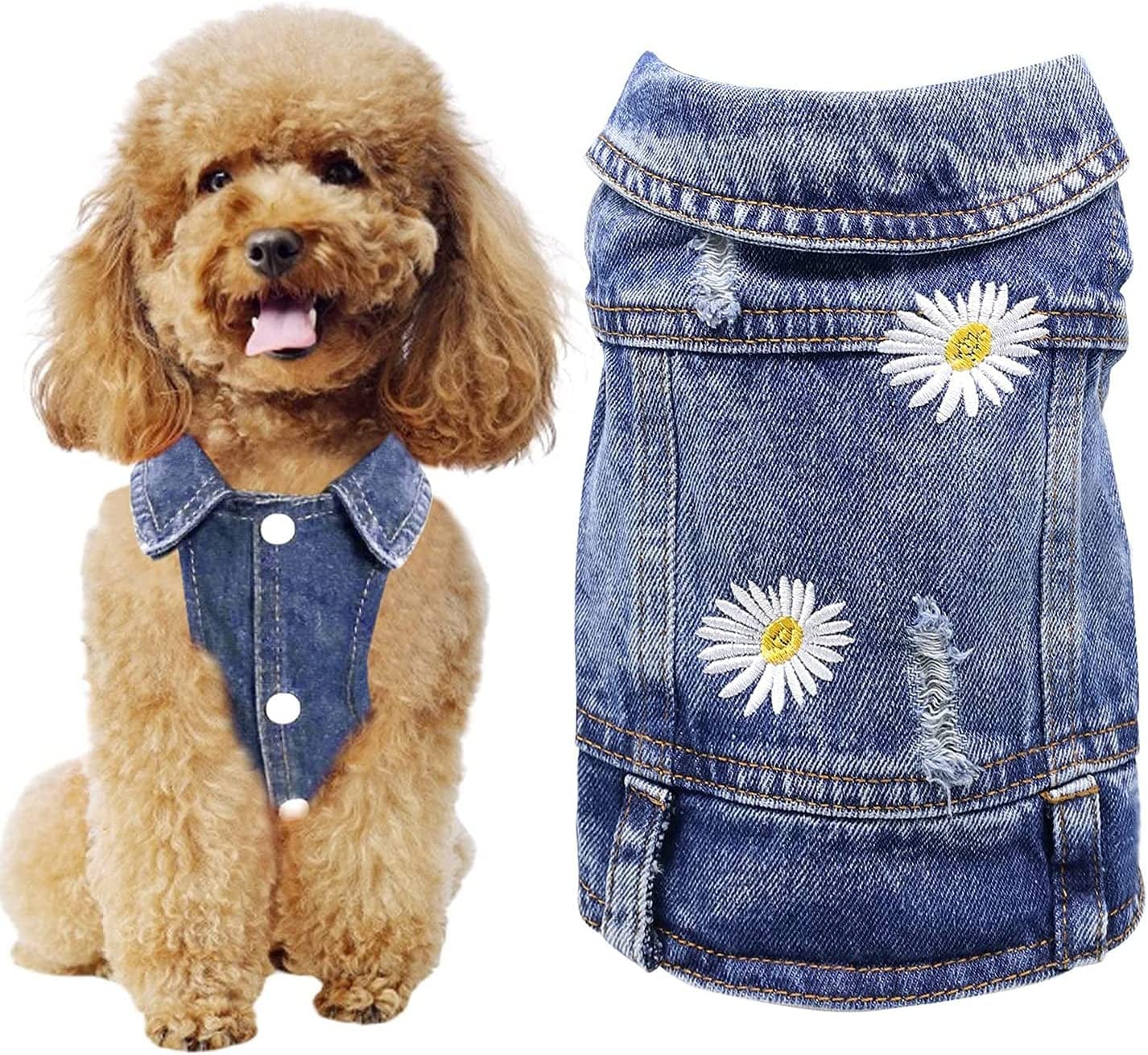 CKCY Pet Clothes Dog Jacket Vest Puppy Jeans Jacket Denim Jumpsuit Lapel Vests Hooded Hoodie for Small Medium Dogs Classic Blue One Piece Jacket Pet Cat Costume Apparel(Strawberry, X-Small) Animals & Pet Supplies > Pet Supplies > Dog Supplies > Dog Apparel CKCY JUHUA X-Large 