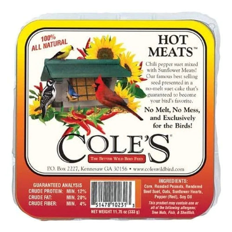Cole'S Hot Meats Assorted Species Wild Bird Food Beef Suet 11.75 Oz. Animals & Pet Supplies > Pet Supplies > Bird Supplies > Bird Food COLE S WILD BIRD PRODUCTS CO INC   