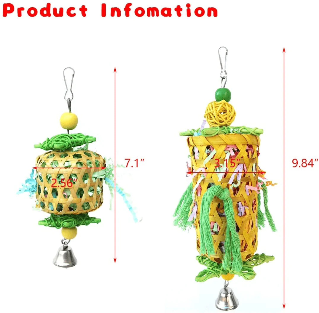 Cooshou 3Pcs Bird Parrot Shredder Toys Handmade Bamboo Parrot Conures Chewing Toy with Rattan Five-Pointed Stars Small Bird Hanging Swing Foraging Toy for Cockatiels Budgie Parroket Animals & Pet Supplies > Pet Supplies > Bird Supplies > Bird Toys CooShou   