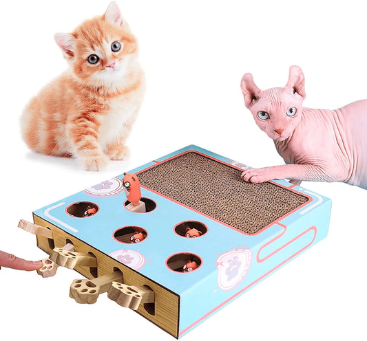 Corrugated Cat Scratcher, Cat Scratch Pad with Whack a Mole Game and Funny Cat Stick, Multi-Purpose Scratching Pad, Thickened Durable Cardboard Cat Scratcher for Furniture Protector Animals & Pet Supplies > Pet Supplies > Cat Supplies > Cat Furniture pombconw   