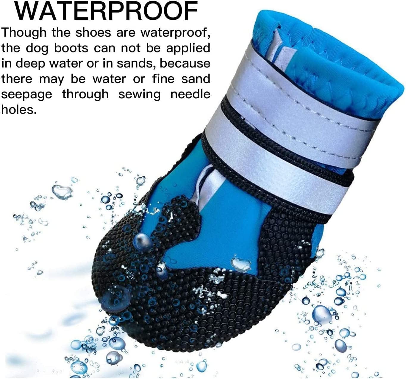 COSHAYSOO 4PCS Dog Boots Waterproof, Dog Shoes with Reflective Straps, Rugged Anti-Slip Sole and Skid-Proof Outdoor Paw Protectors for Small Medium Large Dogs (Blue, M) Animals & Pet Supplies > Pet Supplies > Dog Supplies > Dog Apparel COSHAYSOO   