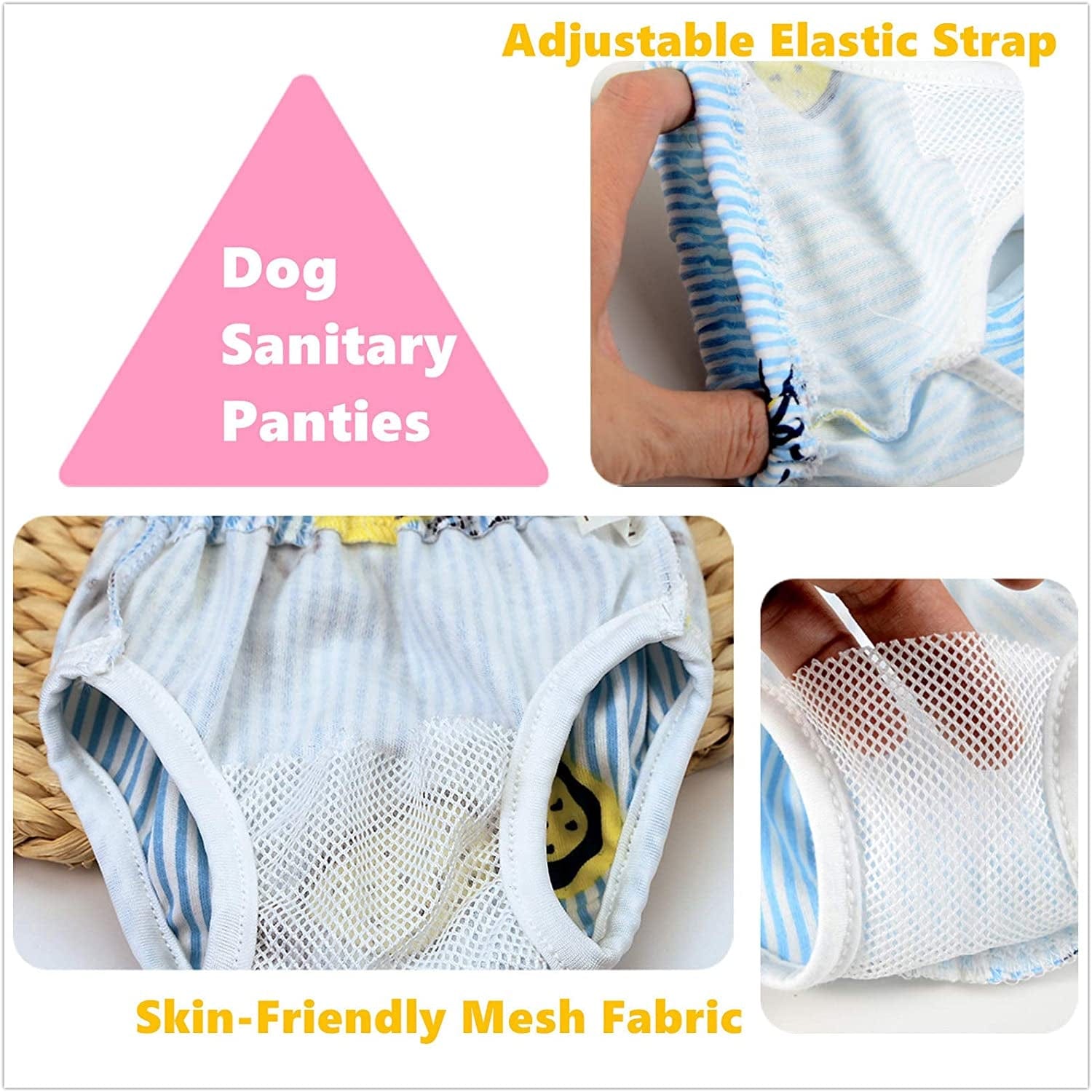 Cotton 2PCS Dog Sanitary Menstrual Panties Female, Puppy Diapers