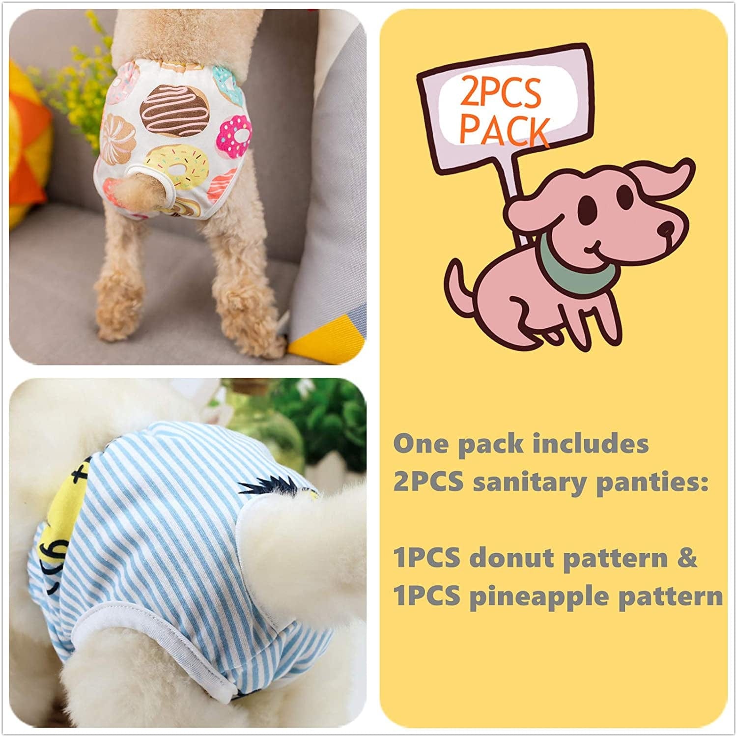 Dog Panties Cartoon Print Dog Diaper Physiological Pant Thin Comfortable  Sanitary Puppy Shorts Underwear Pet Supplies