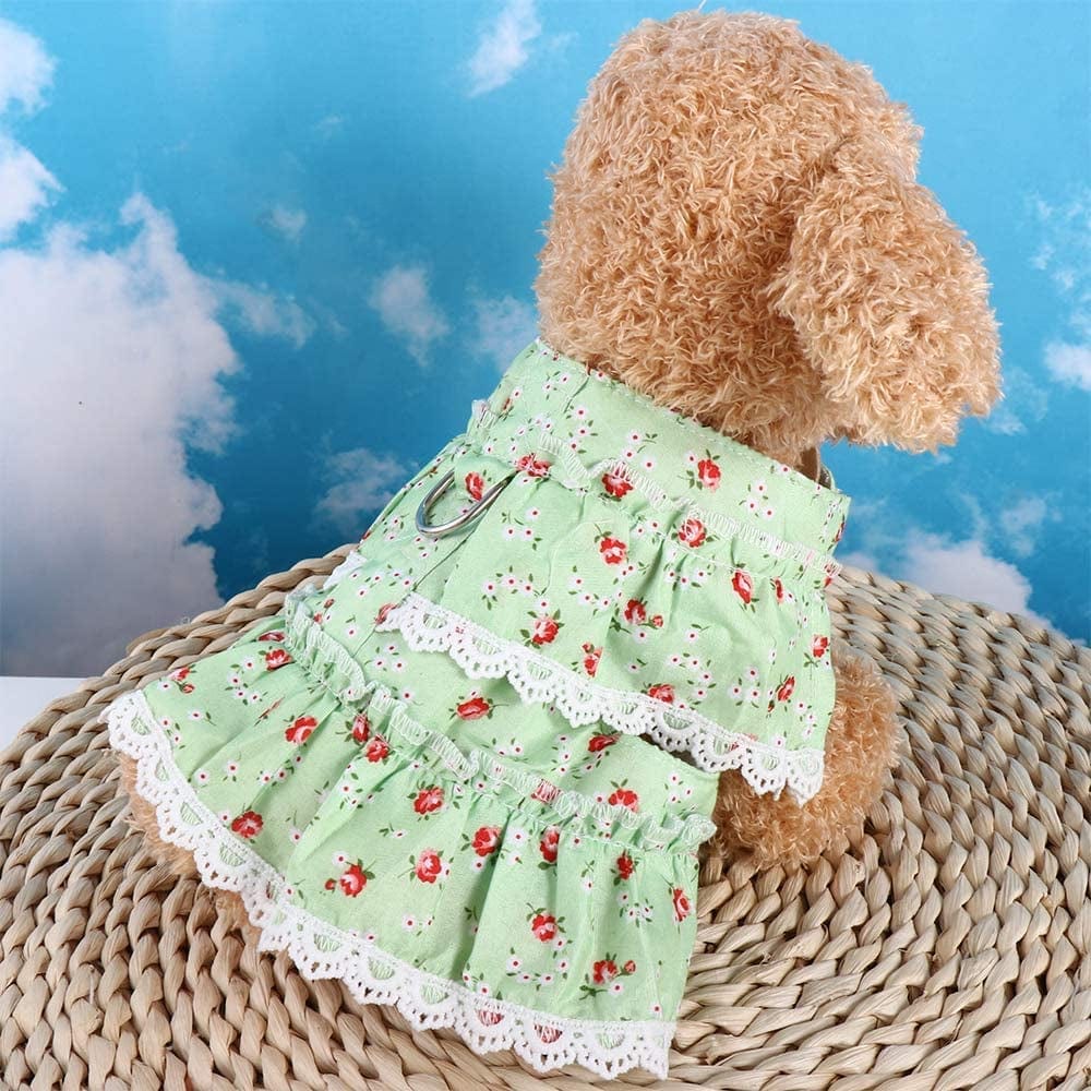 Cute Dog Harness with Leash, Bow Lace Fresh Rose Flower Pattern Pet Vest Harness, Soft Dog Chest Pet Costumes Supplies for Small Dog Cat(S,Rose Red) Animals & Pet Supplies > Pet Supplies > Dog Supplies > Dog Apparel generic   