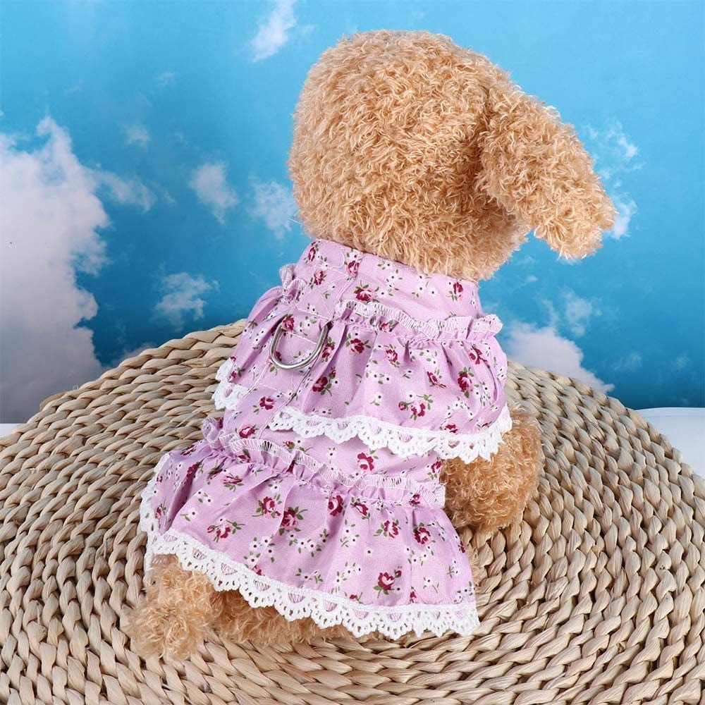 Cute Dog Harness with Leash, Bow Lace Fresh Rose Flower Pattern Pet Vest Harness, Soft Dog Chest Pet Costumes Supplies for Small Dog Cat(S,Rose Red) Animals & Pet Supplies > Pet Supplies > Dog Supplies > Dog Apparel generic   