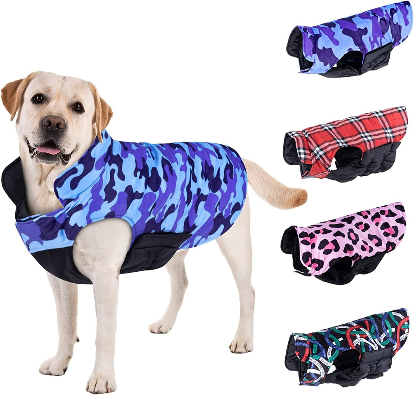 Cutebone Dog Winter Coat Puffer Jacket Windproof Dog Jacket Reversible Dog Vest Thick Padded Lining Pet Apparel for Small Medium Large Dogs with Leash Hole Animals & Pet Supplies > Pet Supplies > Dog Supplies > Dog Apparel CuteBone 2-Camouflage Medium 