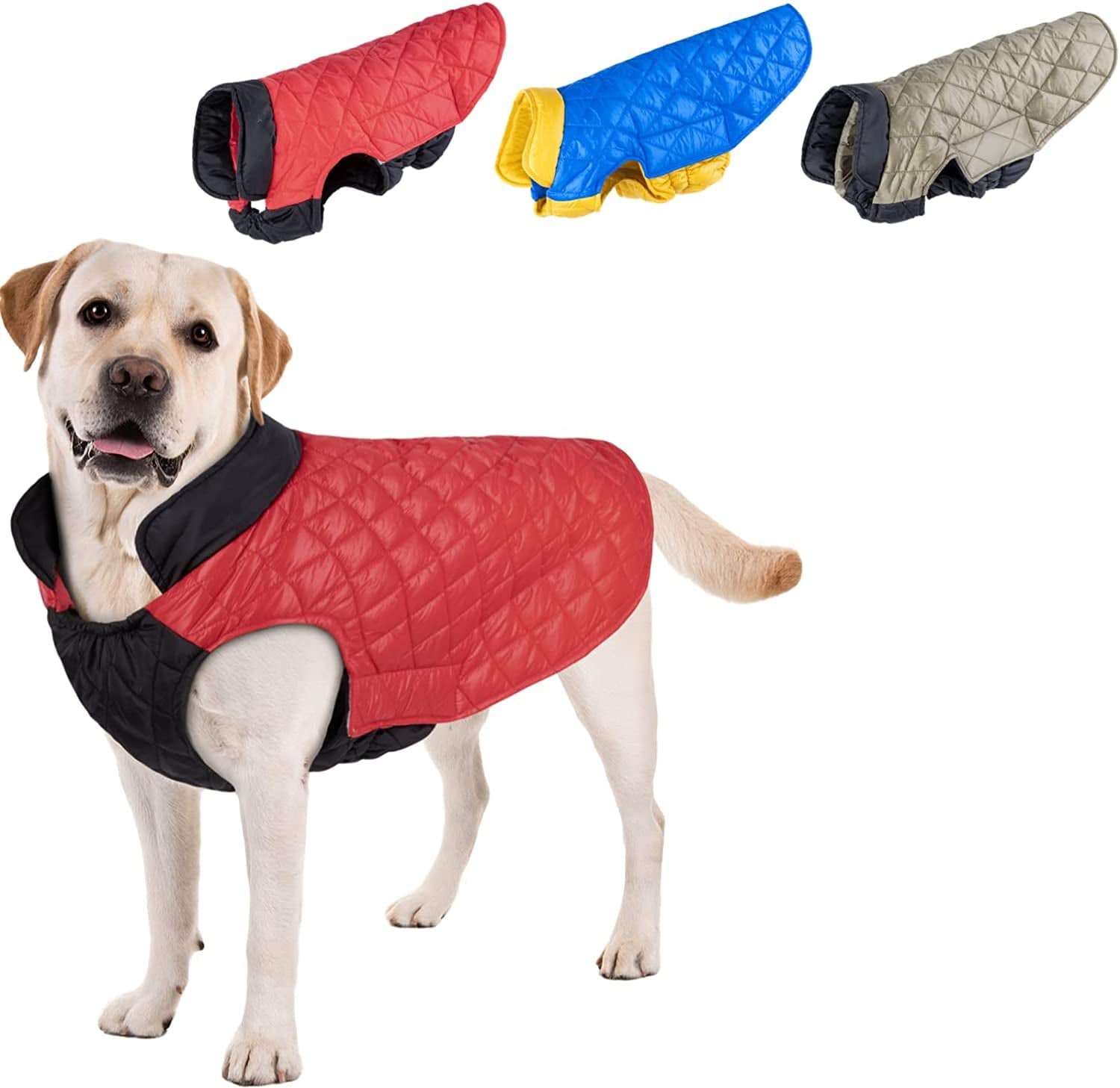 Cutebone Dog Winter Coat Puffer Jacket Windproof Dog Jacket Reversible Dog Vest Thick Padded Lining Pet Apparel for Small Medium Large Dogs with Leash Hole Animals & Pet Supplies > Pet Supplies > Dog Supplies > Dog Apparel CuteBone 3-Red&Black Medium 