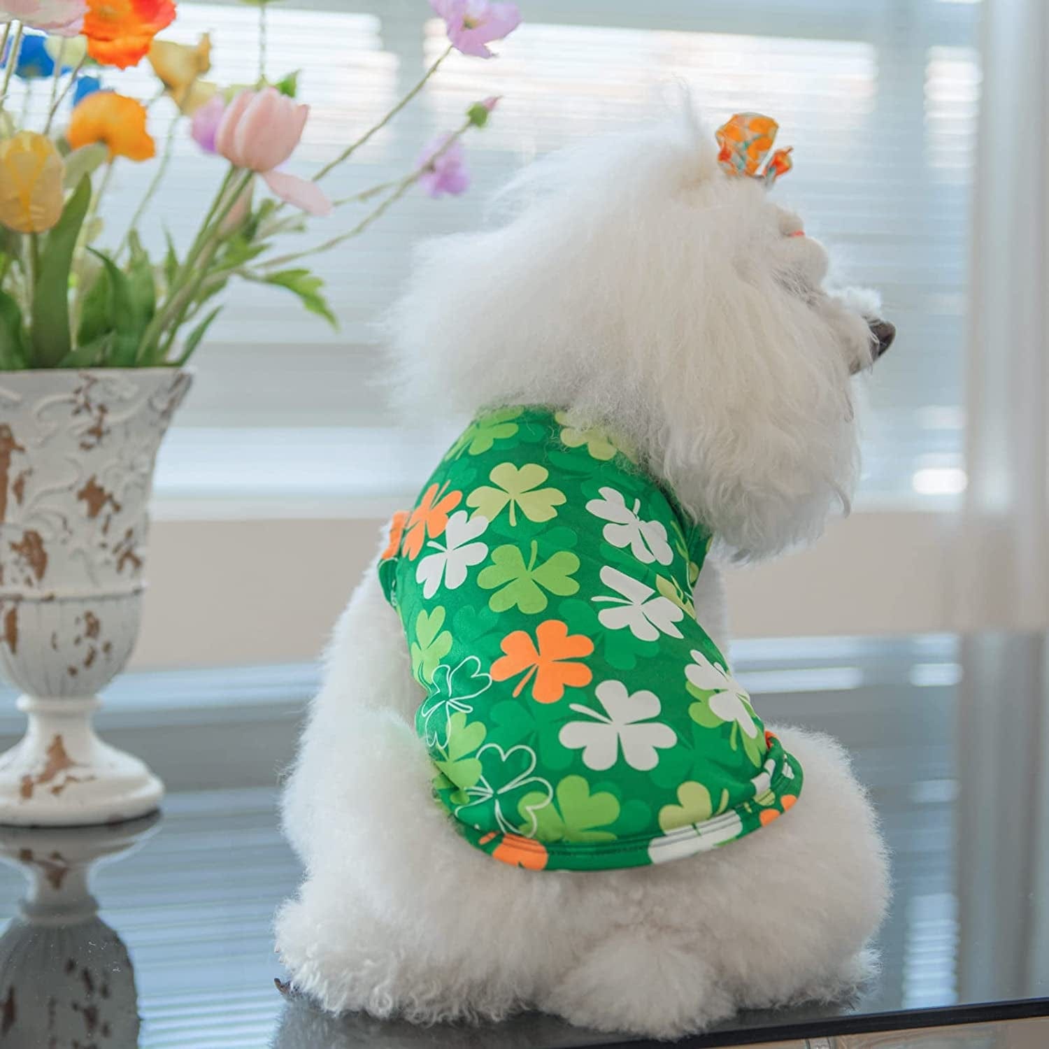 Cutebone St. Patrick'S and Easter Day Dog Shirts 2-Pack Soft Pet Clothes Breathable Summer Vest for Small Puppy and Stretchy Cat Apparel 2BX12XS Animals & Pet Supplies > Pet Supplies > Dog Supplies > Dog Apparel CuteBone   