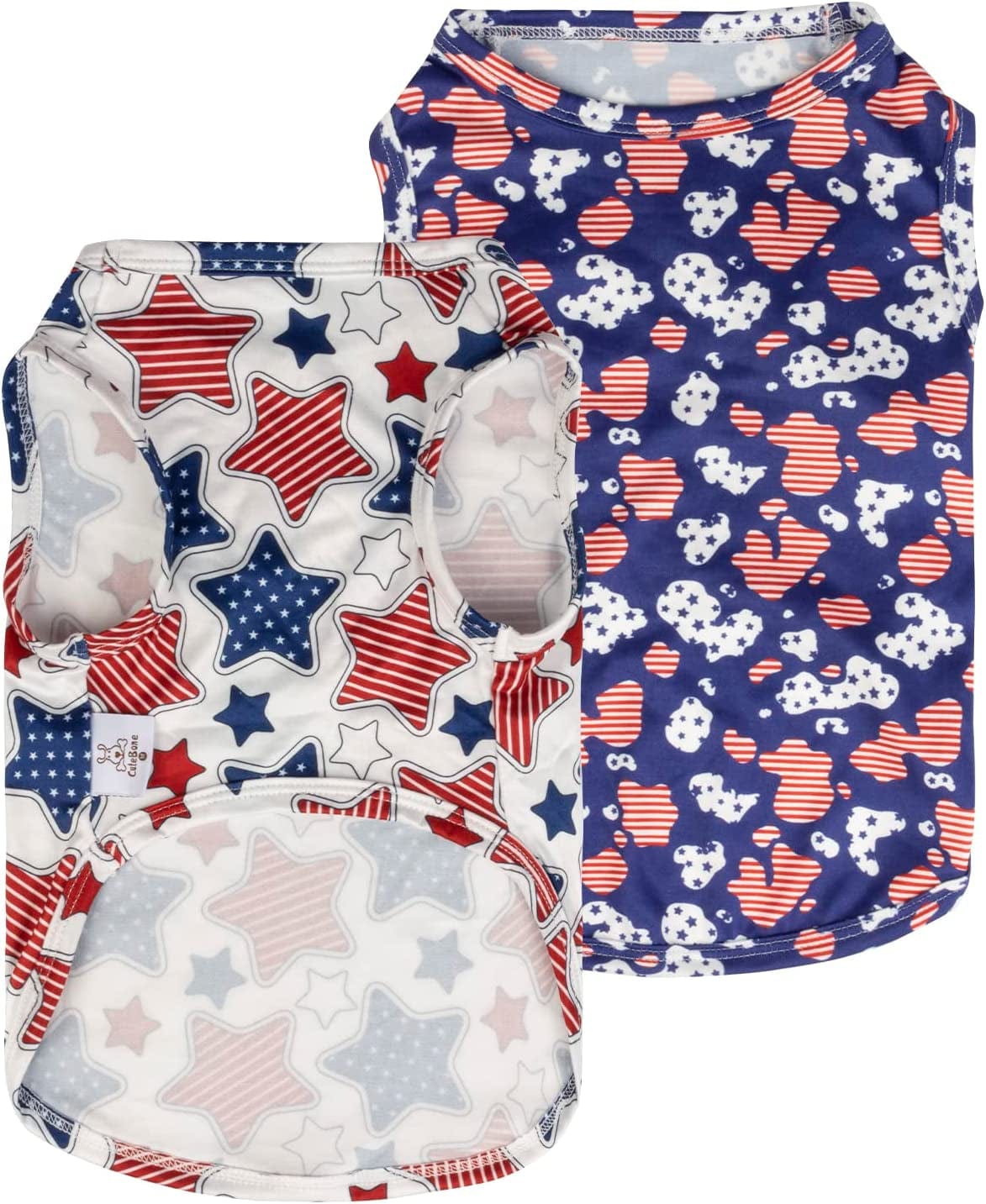 Cutebone St. Patrick'S and Easter Day Dog Shirts 2-Pack Soft Pet Clothes Breathable Summer Vest for Small Puppy and Stretchy Cat Apparel 2BX12XS Animals & Pet Supplies > Pet Supplies > Dog Supplies > Dog Apparel CuteBone Stars&map Medium 