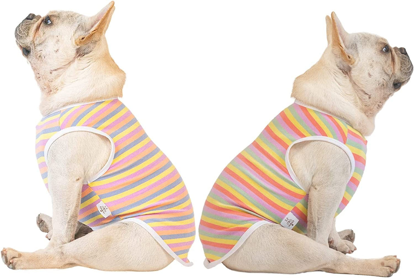 Cutebone St. Patrick'S and Easter Day Dog Shirts 2-Pack Soft Pet Clothes Breathable Summer Vest for Small Puppy and Stretchy Cat Apparel 2BX12XS Animals & Pet Supplies > Pet Supplies > Dog Supplies > Dog Apparel CuteBone Striped 4(Pack of 2) XX-Large 