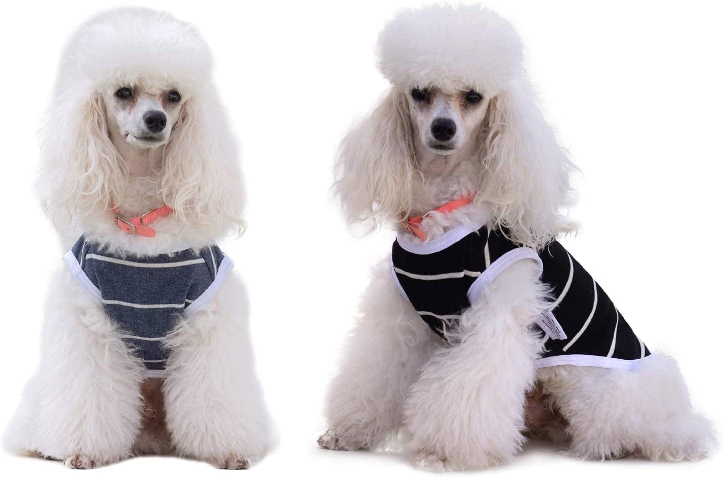 Cutebone St. Patrick'S and Easter Day Dog Shirts 2-Pack Soft Pet Clothes Breathable Summer Vest for Small Puppy and Stretchy Cat Apparel 2BX12XS Animals & Pet Supplies > Pet Supplies > Dog Supplies > Dog Apparel CuteBone Striped 3(Pack of 2) Small 