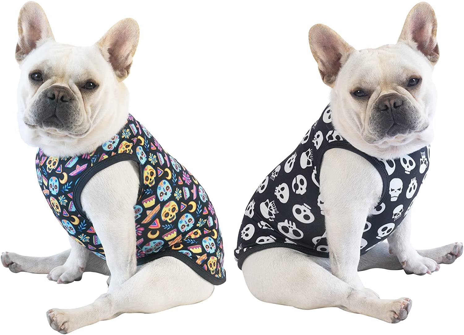 Cutebone St. Patrick'S and Easter Day Dog Shirts 2-Pack Soft Pet Clothes Breathable Summer Vest for Small Puppy and Stretchy Cat Apparel 2BX12XS Animals & Pet Supplies > Pet Supplies > Dog Supplies > Dog Apparel CuteBone Skulls Large 