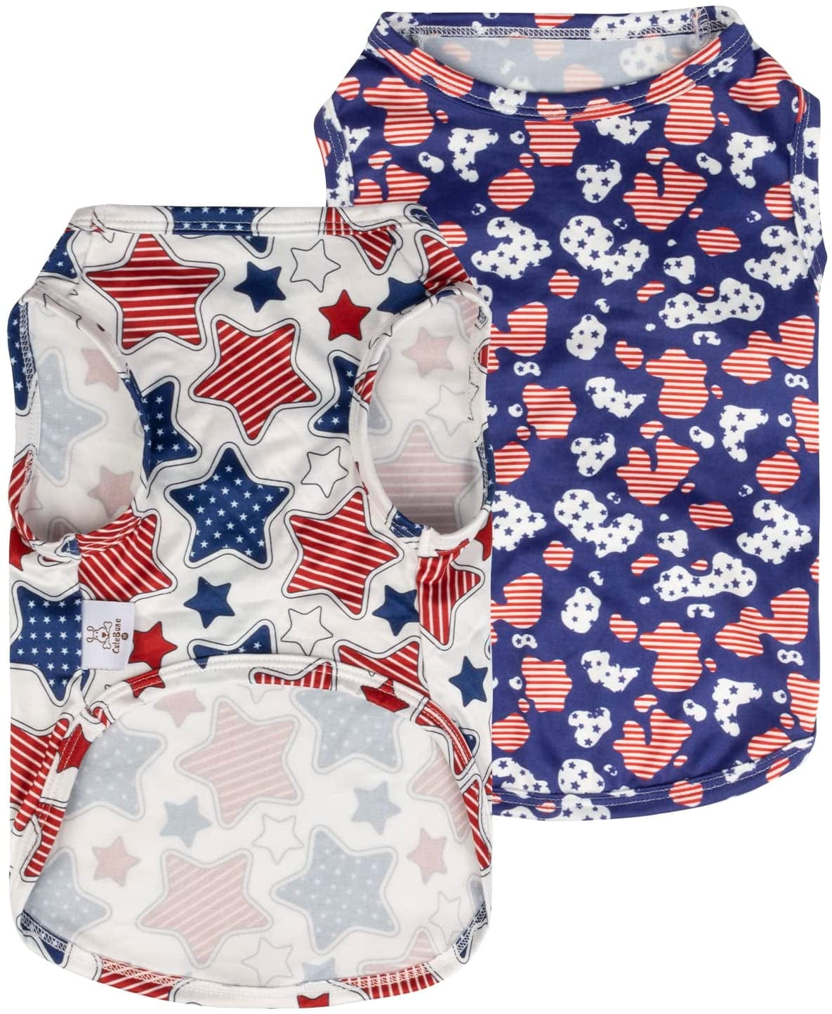 Cutebone St. Patrick'S and Easter Day Dog Shirts 2-Pack Soft Pet Clothes Breathable Summer Vest for Small Puppy and Stretchy Cat Apparel 2BX12XS Animals & Pet Supplies > Pet Supplies > Dog Supplies > Dog Apparel CuteBone Stars&map Small 