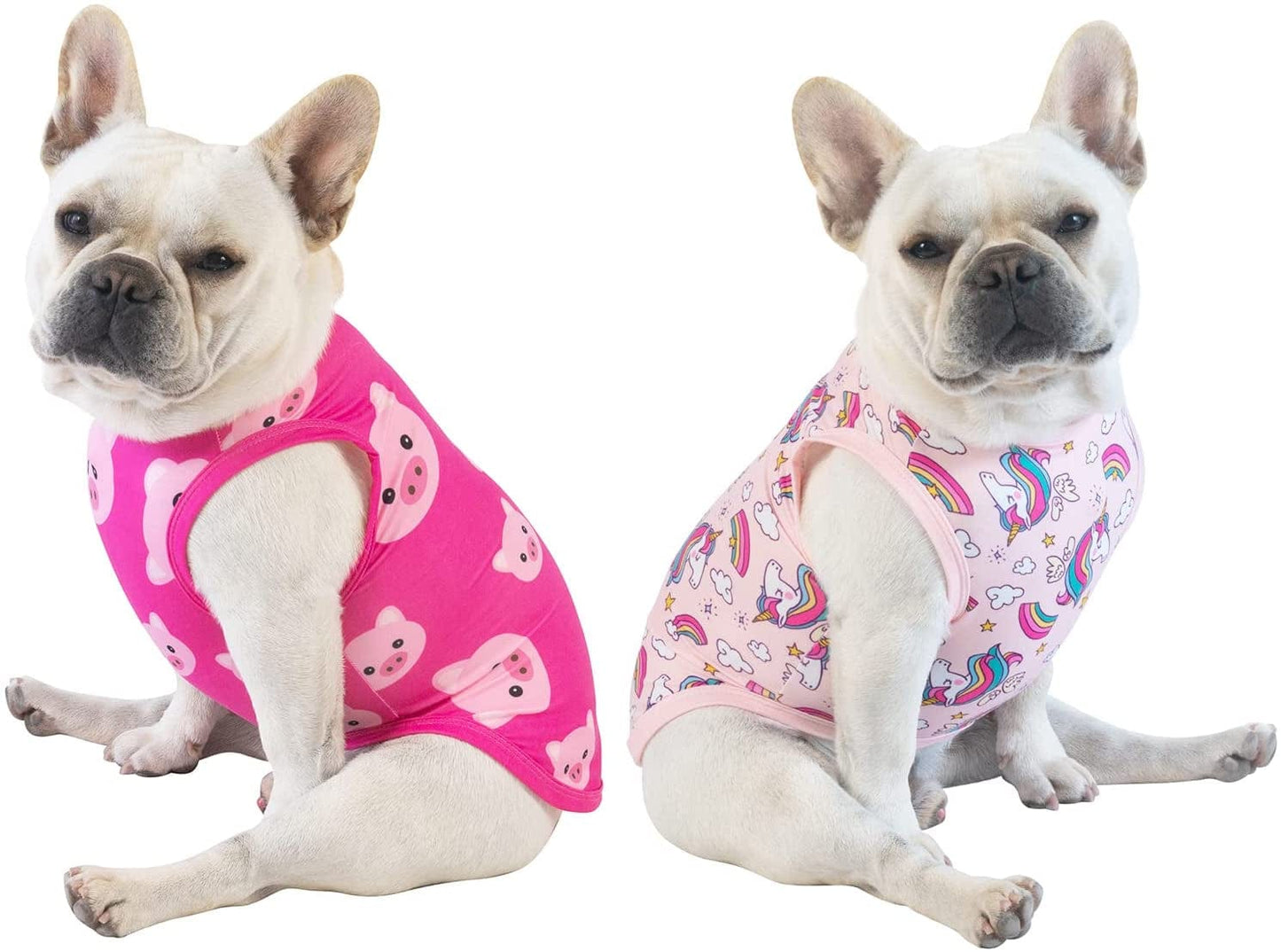 Cutebone St. Patrick'S and Easter Day Dog Shirts 2-Pack Soft Pet Clothes Breathable Summer Vest for Small Puppy and Stretchy Cat Apparel 2BX12XS Animals & Pet Supplies > Pet Supplies > Dog Supplies > Dog Apparel CuteBone Pig&unicorn Medium 