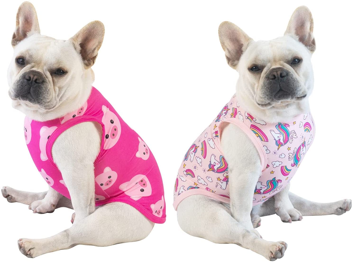 Cutebone St. Patrick'S and Easter Day Dog Shirts 2-Pack Soft Pet Clothes Breathable Summer Vest for Small Puppy and Stretchy Cat Apparel 2BX12XS Animals & Pet Supplies > Pet Supplies > Dog Supplies > Dog Apparel CuteBone Pig&unicorn Medium 