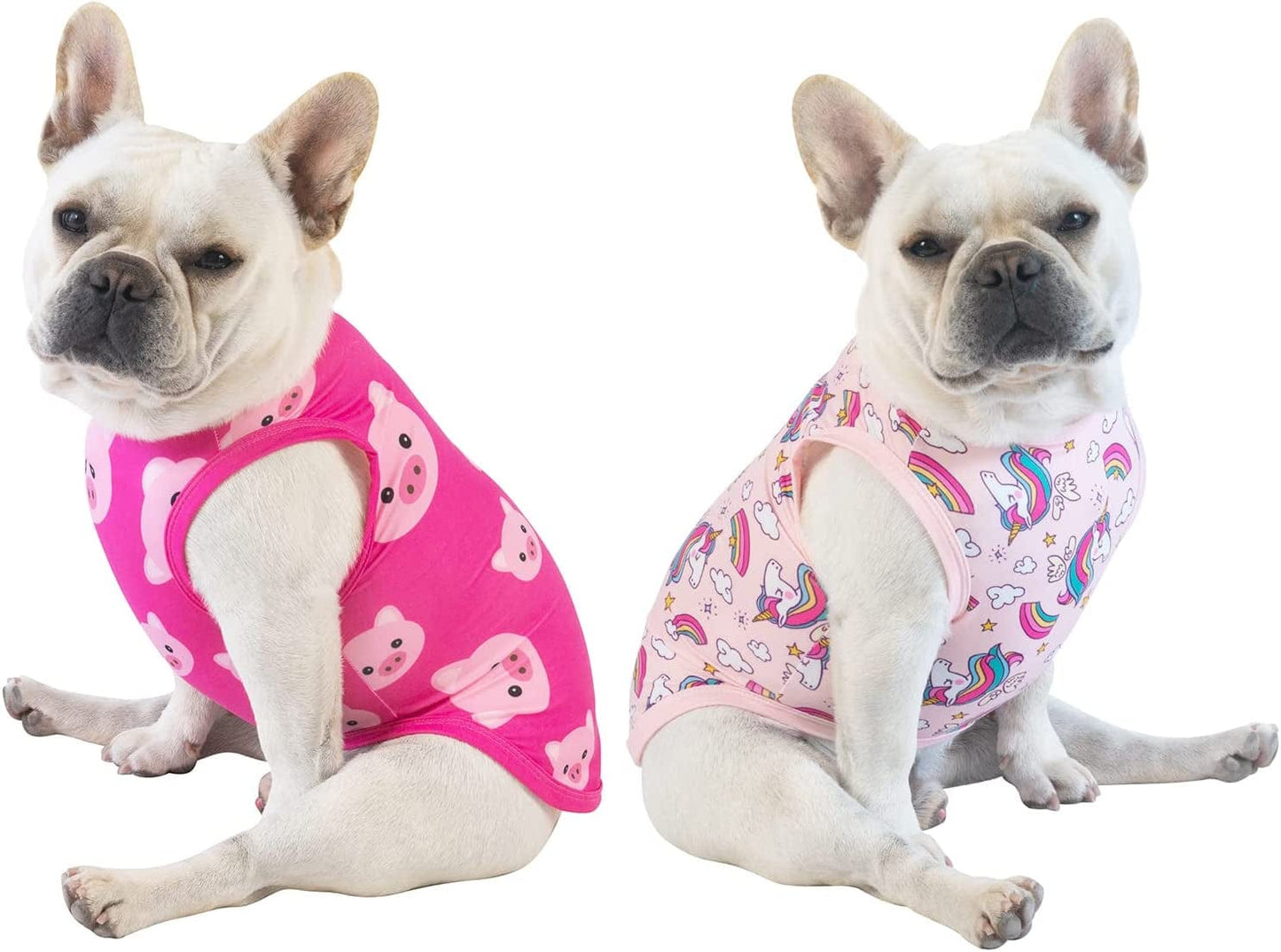 Cutebone St. Patrick'S and Easter Day Dog Shirts 2-Pack Soft Pet Clothes Breathable Summer Vest for Small Puppy and Stretchy Cat Apparel 2BX12XS Animals & Pet Supplies > Pet Supplies > Dog Supplies > Dog Apparel CuteBone Pig&unicorn Small 