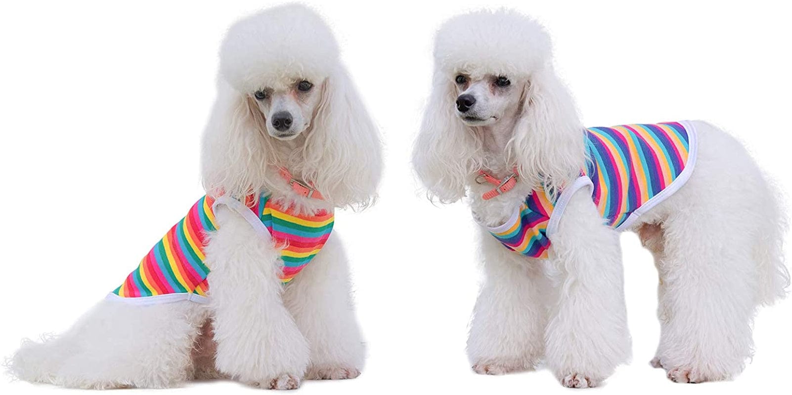 Cutebone St. Patrick'S and Easter Day Dog Shirts 2-Pack Soft Pet Clothes Breathable Summer Vest for Small Puppy and Stretchy Cat Apparel 2BX12XS Animals & Pet Supplies > Pet Supplies > Dog Supplies > Dog Apparel CuteBone Striped 2(Pack of 2) Large 