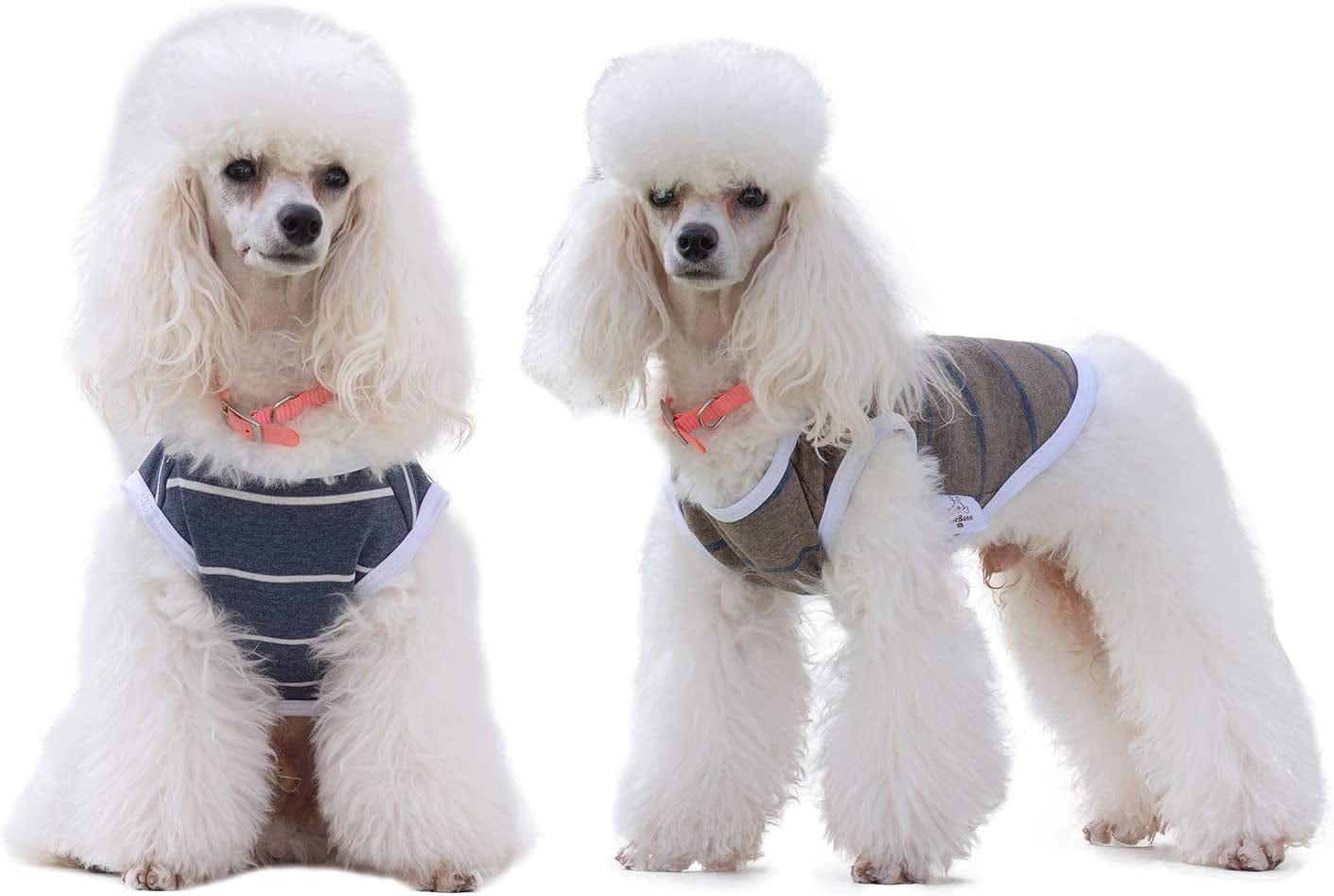 Cutebone St. Patrick'S and Easter Day Dog Shirts 2-Pack Soft Pet Clothes Breathable Summer Vest for Small Puppy and Stretchy Cat Apparel 2BX12XS Animals & Pet Supplies > Pet Supplies > Dog Supplies > Dog Apparel CuteBone Striped 1(Pack of 2) XX-Large 