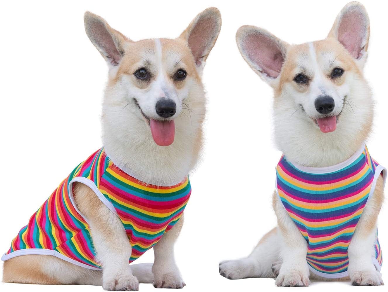 Cutebone St. Patrick'S and Easter Day Dog Shirts 2-Pack Soft Pet Clothes Breathable Summer Vest for Small Puppy and Stretchy Cat Apparel 2BX12XS Animals & Pet Supplies > Pet Supplies > Dog Supplies > Dog Apparel CuteBone Striped 2(Pack of 2) X-Large 