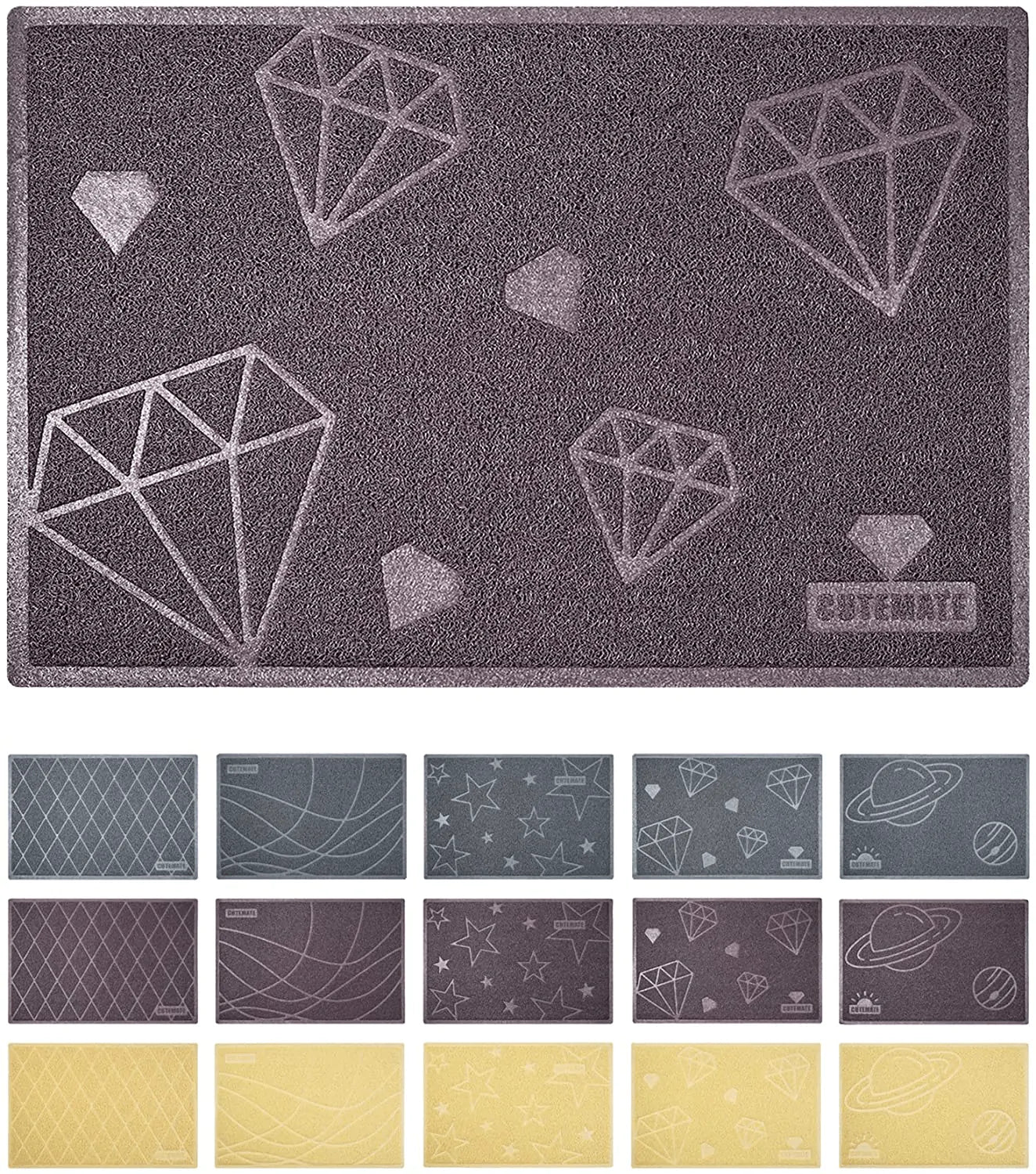 CUTEMATE Cat Litter Mat, 35" X 23", Premium Durable Soft Cat Litter Box Mat, Traps Litter from Box, Multi Use Door Mat, Welcome Mat, Kitchen Mat, Bath Mat, Floor Mat, Cat or Dog Food Mat Animals & Pet Supplies > Pet Supplies > Cat Supplies > Cat Litter Box Mats CUTEMATE   