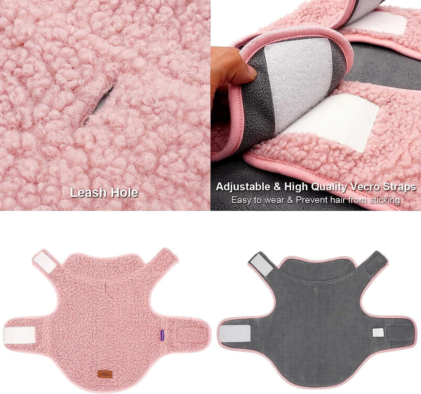 Cyeollo Dog Coat Sherpa Fleece Reversible Jacket Turtleneck Sweater Vest Thick Dog Jackets for Winter Warm Clothes Cold Weather Coats for Small Dogs Pink Apparel Animals & Pet Supplies > Pet Supplies > Dog Supplies > Dog Apparel cyeollo   