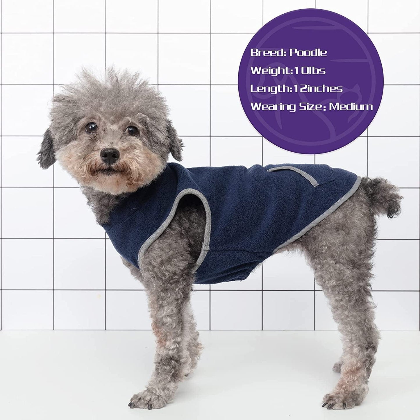 Cyeollo Fleece Dog Sweater Sweatshirt Pullover Dog Vest Soft Fleece with Reflective Strip Dog Jacket with Zip Harness Hole Winter Dog Clothes for Small Medium Dogs Boy Animals & Pet Supplies > Pet Supplies > Dog Supplies > Dog Apparel cyeollo   