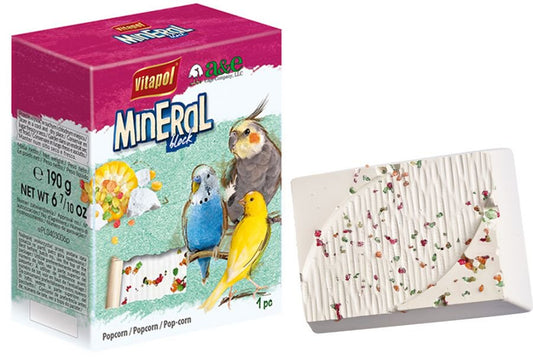 AE Cage Company Popcorn Infused Bird Mineral Block Large 1 Count[ PACK of 2 ] Animals & Pet Supplies > Pet Supplies > Bird Supplies > Bird Treats A&E Cage   