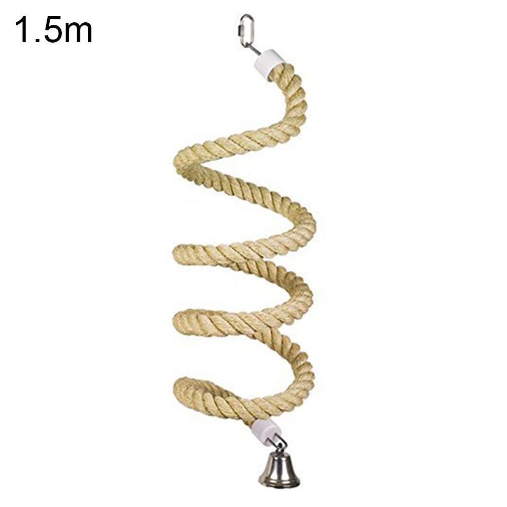 SPRING PARK Pet Bird Spiral Cotton Rope Perches with Bell Chewing Cage Hanging Swing Toy Birdcage Accessories Animals & Pet Supplies > Pet Supplies > Bird Supplies > Bird Cage Accessories SPRING PARK   