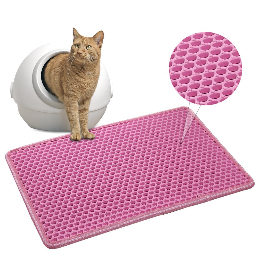 Nine Bull Double Layer Cat Litter Mat,Kitty Litter Trapping Mat Waterproof Scatter Control Honeycomb Cat Litter Box Mat（22" X 15" Black）