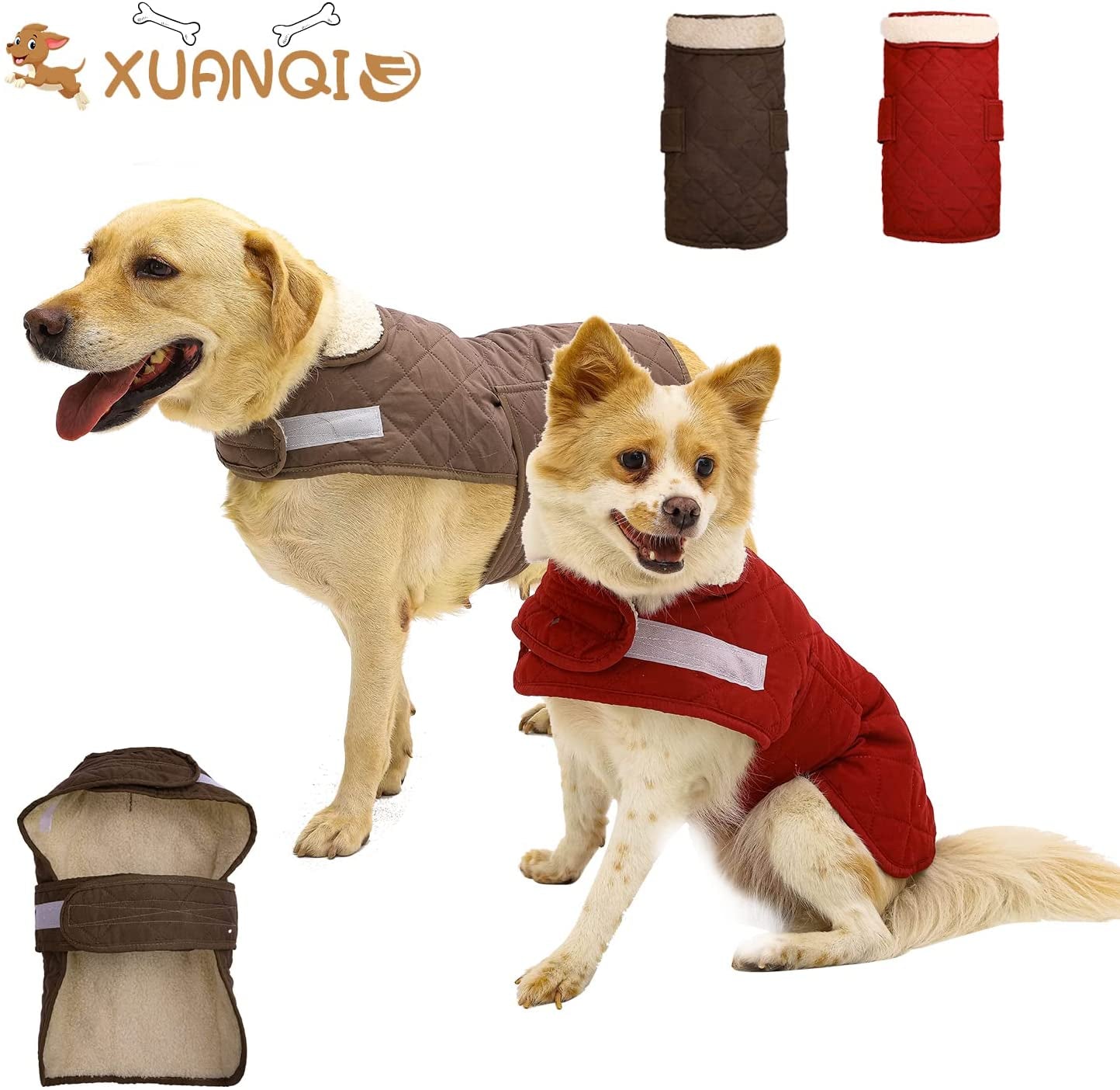 Winter Dog Coats, Warm Comfortable Windproof Dog Vest, Breathable Dog Jacket, Cozy Padded Sherpa Dog Clothes for Small Dogs with a Adjustable Belt (Xx-Small, Brown) Animals & Pet Supplies > Pet Supplies > Dog Supplies > Dog Apparel Geofair   