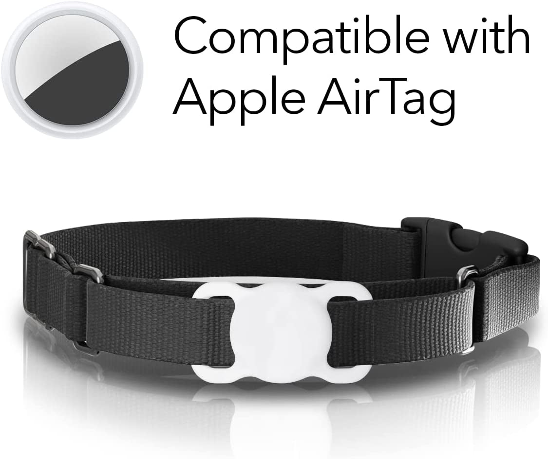 Wasserstein Pet Collar Airtag Holder Compatible with Apple Airtag - Protective Silicone Case for GPS Tracker (2 Pack, Black and White)