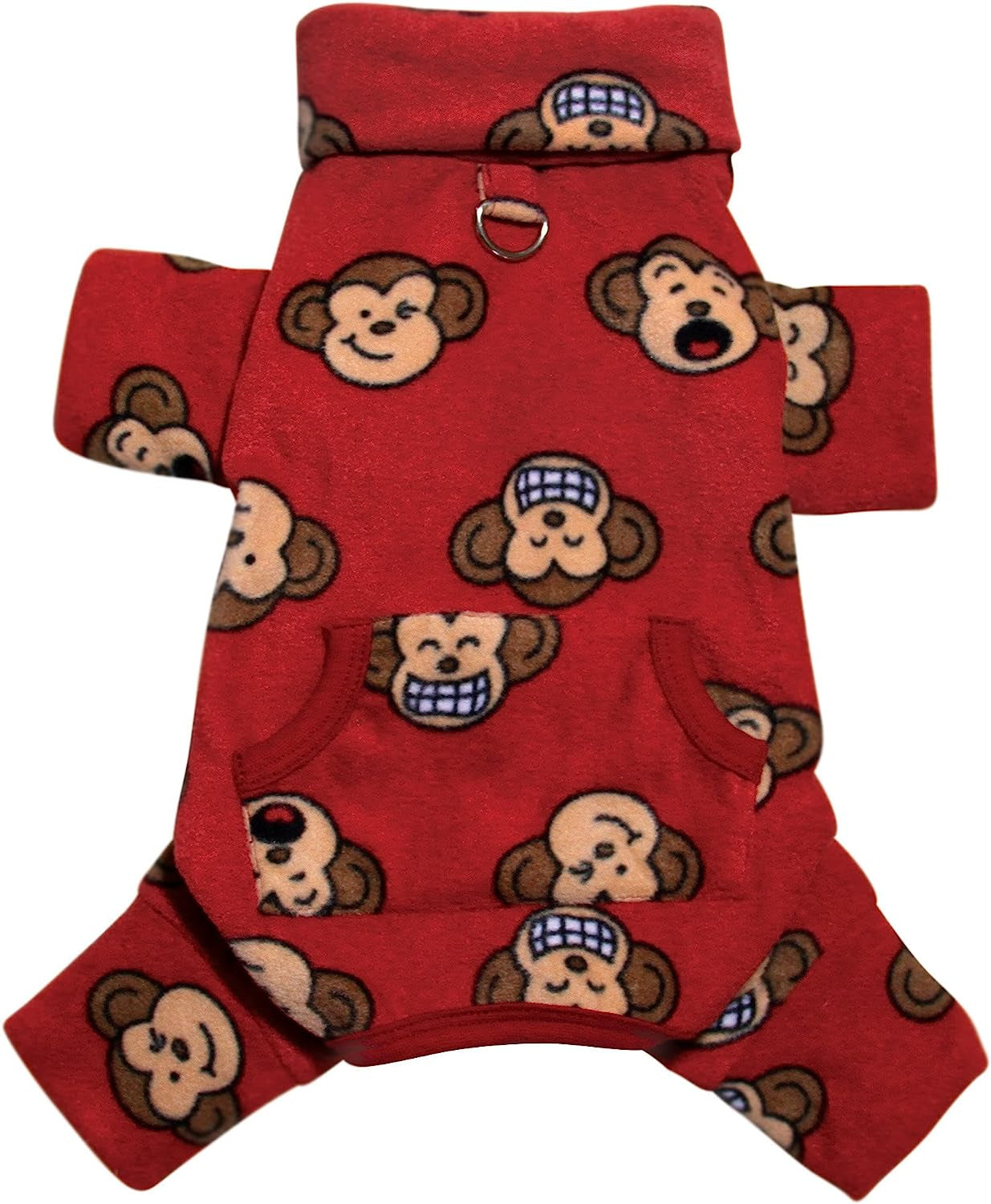 Klippo Silly Monkey Fleece Turtleneck Pajamas/Bodysuit/Loungewear/Coverall - Burgundy - X-Large Animals & Pet Supplies > Pet Supplies > Dog Supplies > Dog Apparel KLIPPO PET   