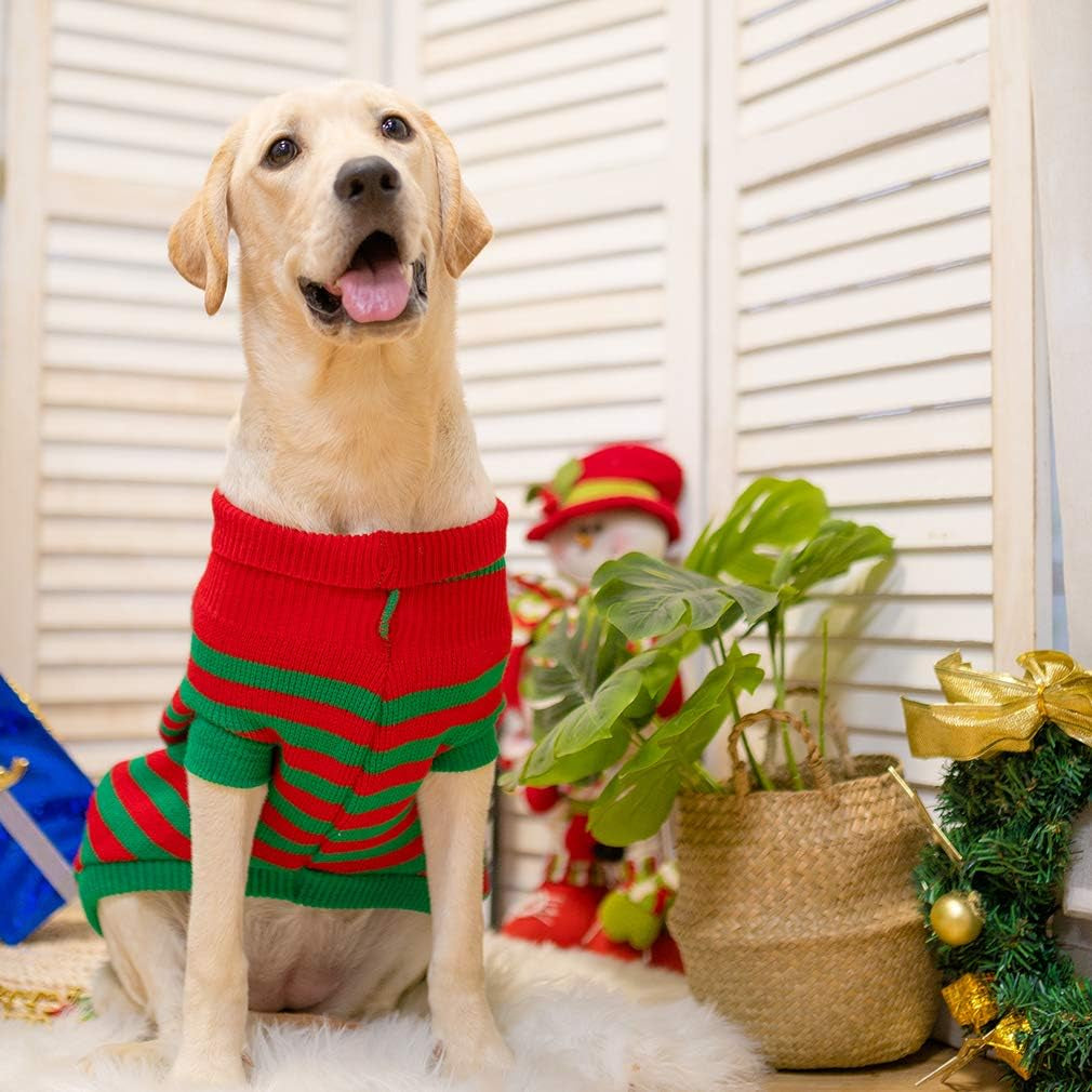 Dog Christmas Sweater - Snow Man Stripes Xmas Dog Holiday Sweaters Soft Knit to Keep Warm in Winter Ugly Sweaters Jumpsuits for Small Medium Large Dogs Cats, Medium Animals & Pet Supplies > Pet Supplies > Dog Supplies > Dog Apparel KOOLTAIL   