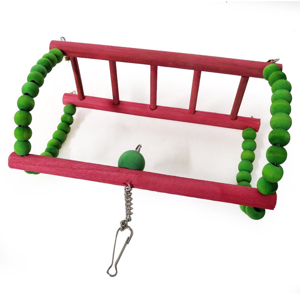 Visland Bird Swing Ladder Toy, Funny Natural Wooden Hanging Climbing Ladder Chewing Playing Toy with Bell Cage Accessory for Parakeets Conures Macaws Parrots Love Birds Finches Animals & Pet Supplies > Pet Supplies > Bird Supplies > Bird Cage Accessories Visland   