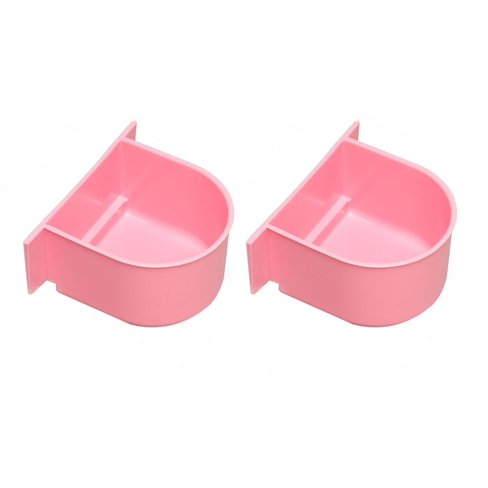 Lohuatrd 2Pcs Bird Feeding Utensils Hanging Long Lifespan Bite Resistant Professional Exquisite Pet Accessory Plastic Feeding Cup Cage Food Water Bowl Bird Feeder for Balcony Animals & Pet Supplies > Pet Supplies > Bird Supplies > Bird Cage Accessories Lohuatrd Pink  