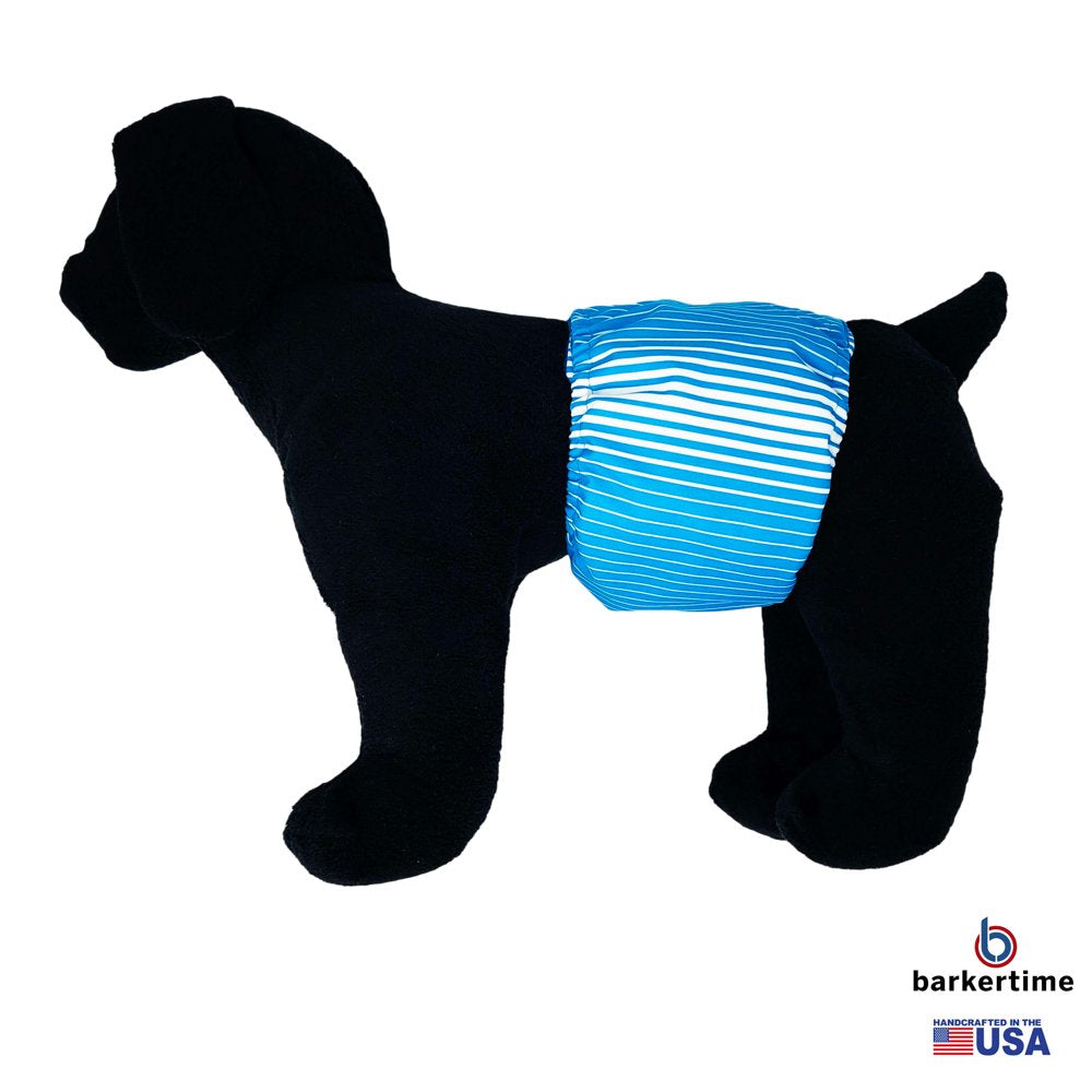 Barkertime Blue Stripes Premium Waterproof Washable Dog Belly Band Male Wrap - Made in USA Animals & Pet Supplies > Pet Supplies > Dog Supplies > Dog Diaper Pads & Liners Barkertime   