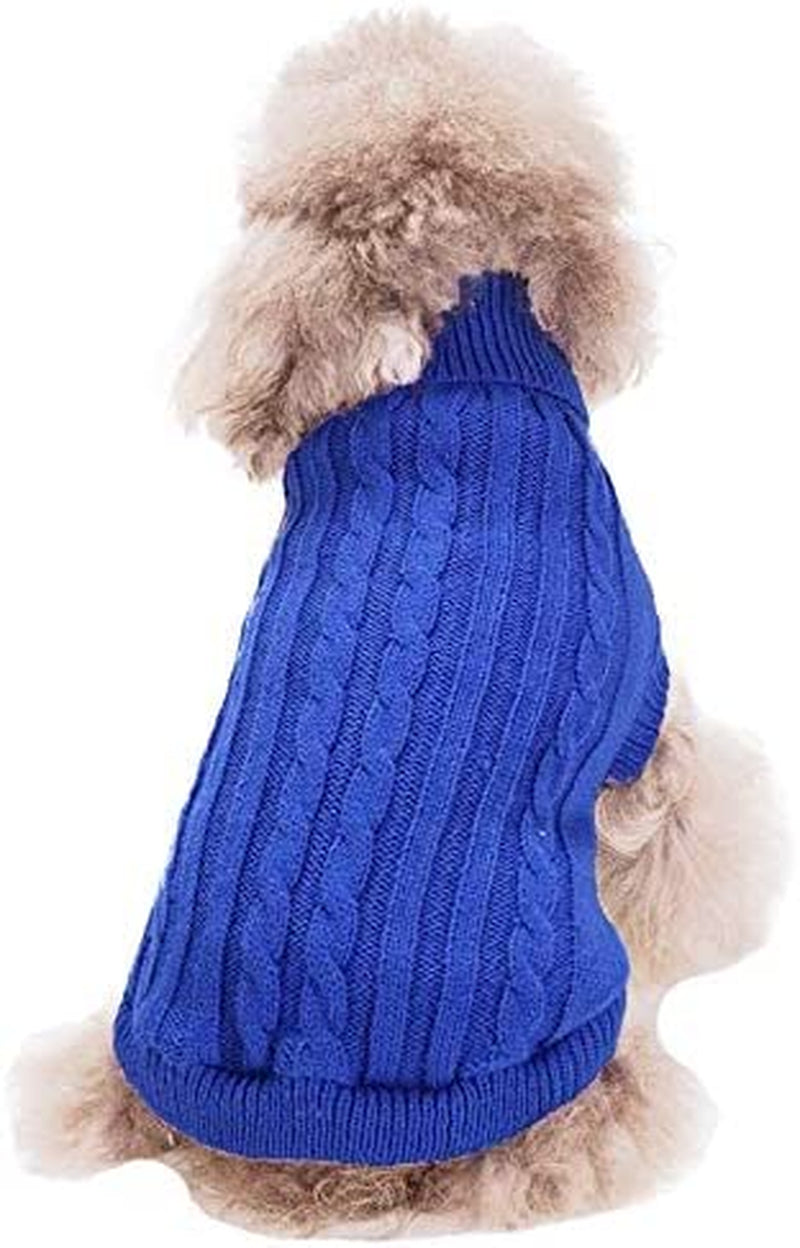 FAMI Small Dog Sweaters Knitted Pet Cat Sweater Warm Dog Sweatshirt Dog Winter Clothes Kitten Puppy Sweater(Pink,M) Animals & Pet Supplies > Pet Supplies > Dog Supplies > Dog Apparel FAMI Dark Blue X-Small 