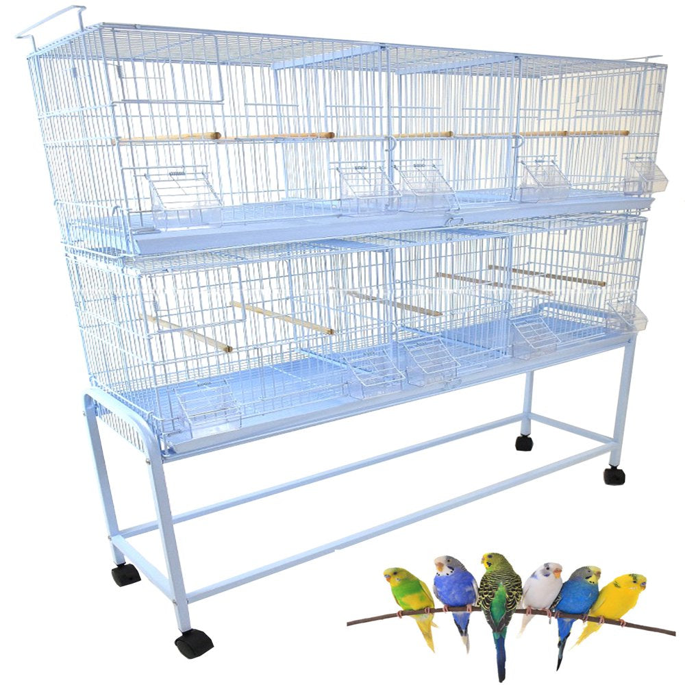 EXTRA LARGE Combo-2 of Triple Galvanized Zinc Plated Stack & Lock Breeding Breeder Flight Bird Cage Center Dividers Side Breeding Nest Doors with Rolling Stand Animals & Pet Supplies > Pet Supplies > Bird Supplies > Bird Cages & Stands Mcage   