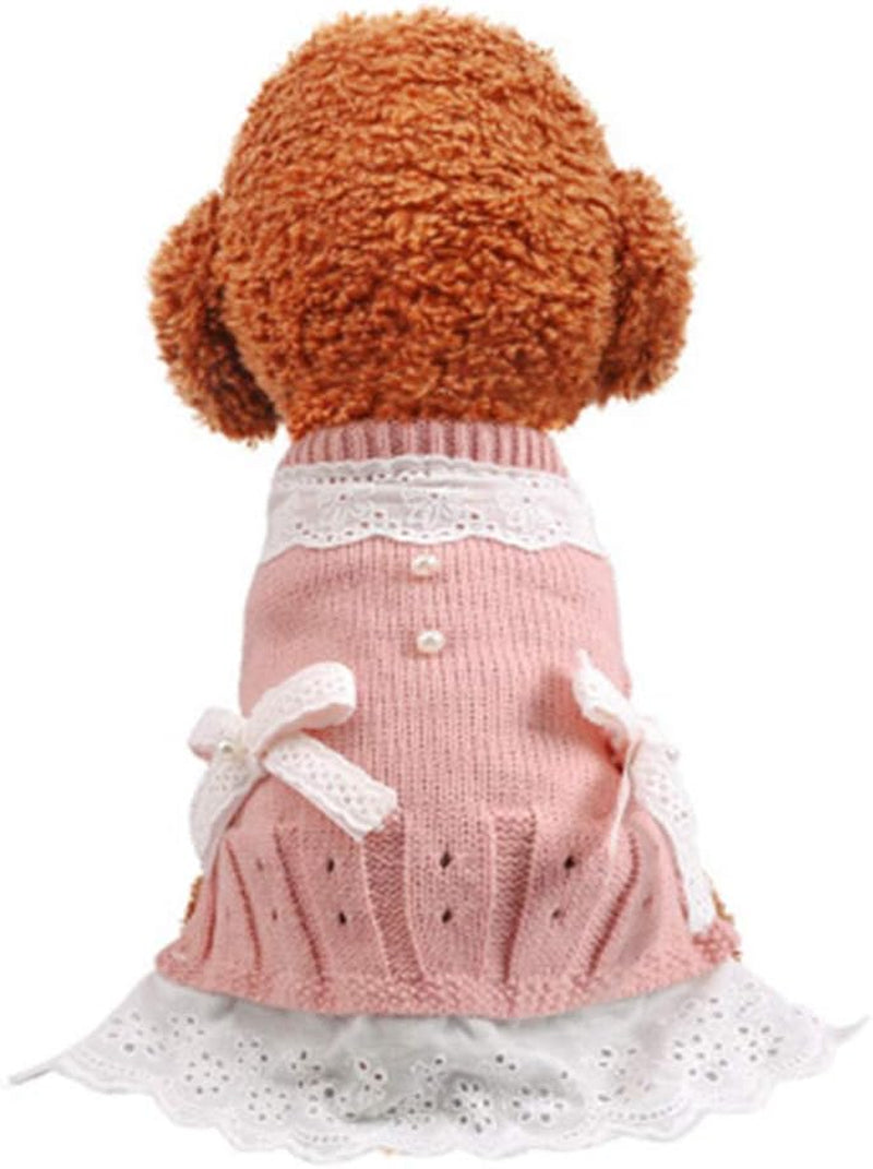 Babyoung Girl Dog Clothes Knitted Dog Dress - Knit Pet Sweaters Clothes for Pets,Small Dog Clothes, Pet Clothes Hoodie,Sweater,Coats(M, Pink) Animals & Pet Supplies > Pet Supplies > Dog Supplies > Dog Apparel BabYoung   