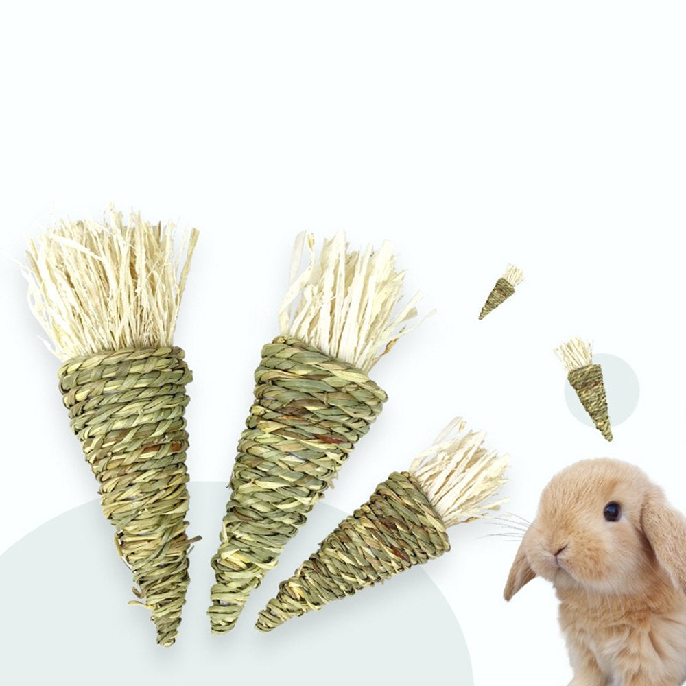 Bunny Chew Toys Rabbit Hay Treat Carrot Shaped Grass Toy Handwoven Aquatic Weed Animals & Pet Supplies > Pet Supplies > Small Animal Supplies > Small Animal Treats STAGA   