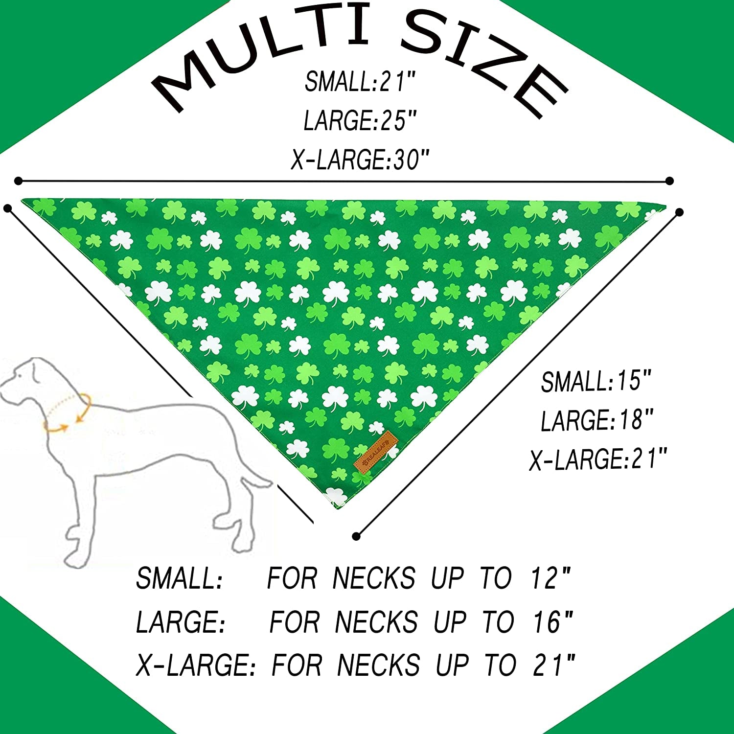 Realeaf St. Patrick'S Day Dog Bandanas 2 Pack, Triangle Reversible Pet Scarf for Boy and Girl, Premium Durable Fabric, Multiple Sizes Offered, Bandana for Medium and Large Dogs (Large) Animals & Pet Supplies > Pet Supplies > Dog Supplies > Dog Apparel Realeaf   