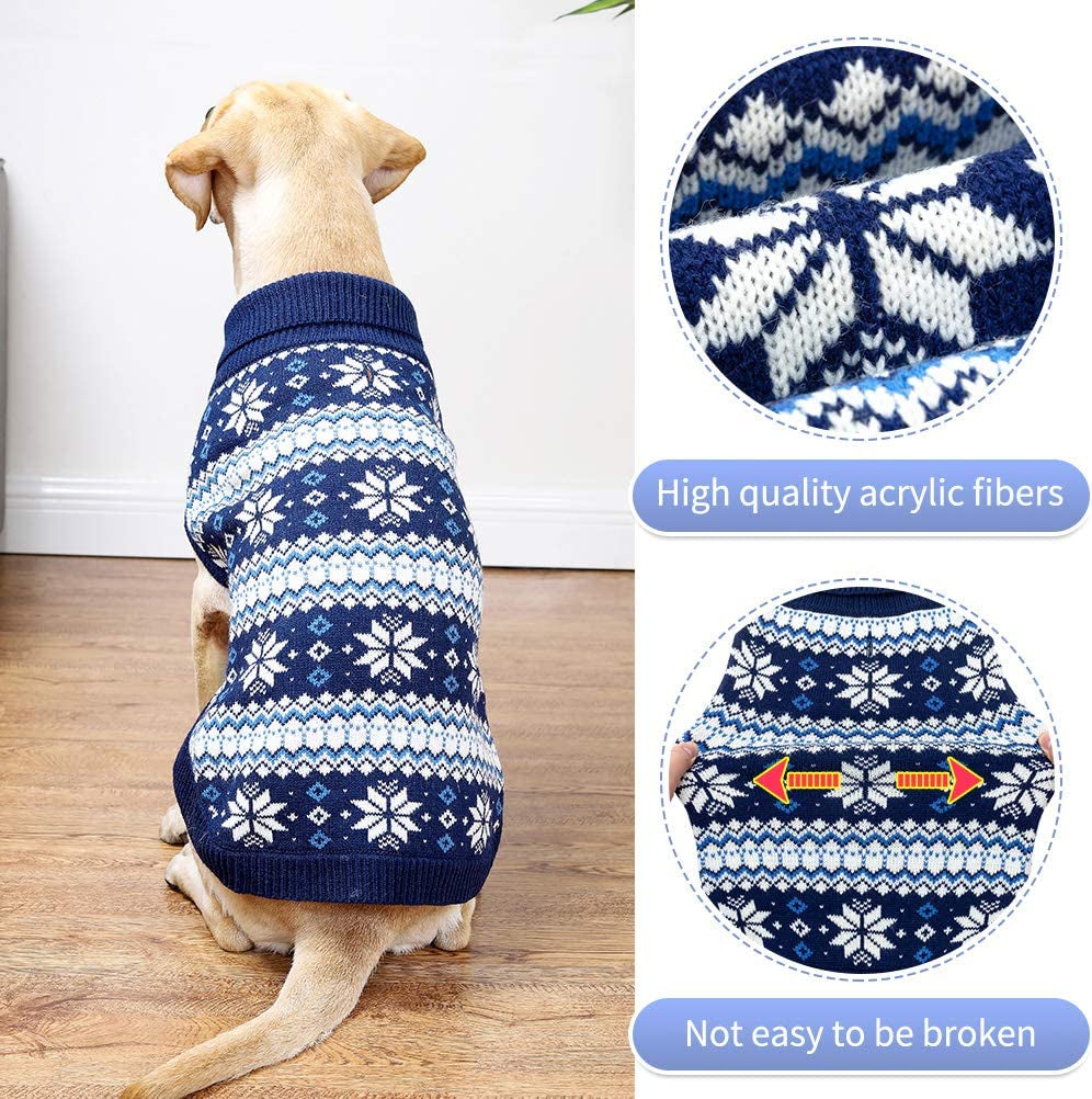 Cable Knit Dog Sweater Turtleneck, Warm & Comfortable Dog Cold Weather Clothes with Snowflake Pattern, Classic Knitwear Dog Winter Coat Outfits for Small Medium Large Dogs Animals & Pet Supplies > Pet Supplies > Dog Supplies > Dog Apparel KOOLTAIL   