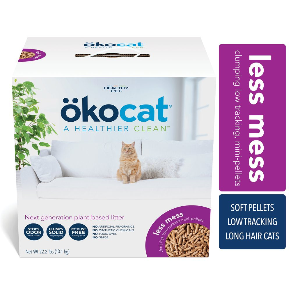 Okocat Premium Less Mess Low-Tracking, Clumping Natural Wood Pellets Cat Litter, Dust Free, Unscented, 10.6 Lbs. Animals & Pet Supplies > Pet Supplies > Cat Supplies > Cat Litter Healthy Pet 22.2 lbs  