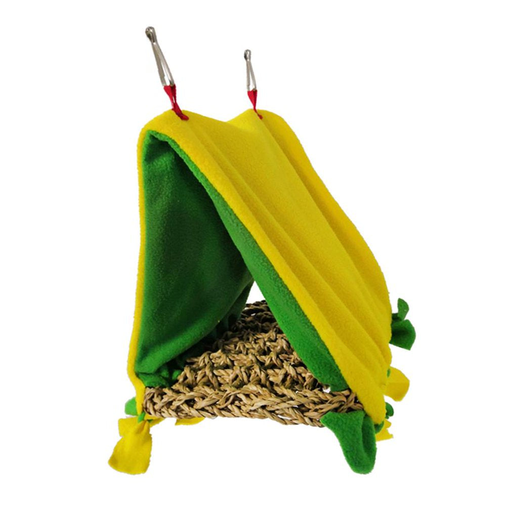 Bird Parrot Ing Perch Cage Bed Parakeet Triangle Hammock Hut Accessories Yellow Animals & Pet Supplies > Pet Supplies > Bird Supplies > Bird Cage Accessories HOMYL   