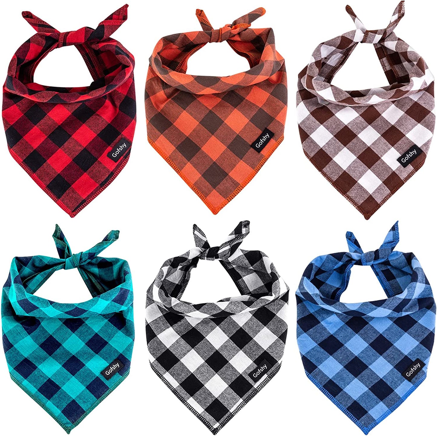 Gofshy Dog Bandanas Christmas Classic Buffalo Plaid 6PCS Dog Gifts Red Blue Green Orange Black Brown Dog Scarf Adjustable Kerchief for Small Medium Large Dogs Cats Puppy Bandana(M) Animals & Pet Supplies > Pet Supplies > Dog Supplies > Dog Apparel youyishi Medium  